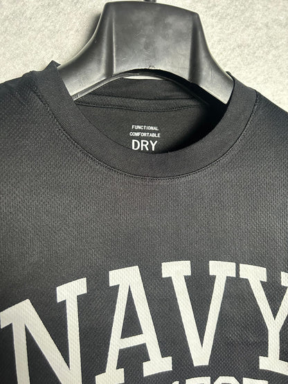Navy USS>1797 Frigate Black Round Tee - Medium