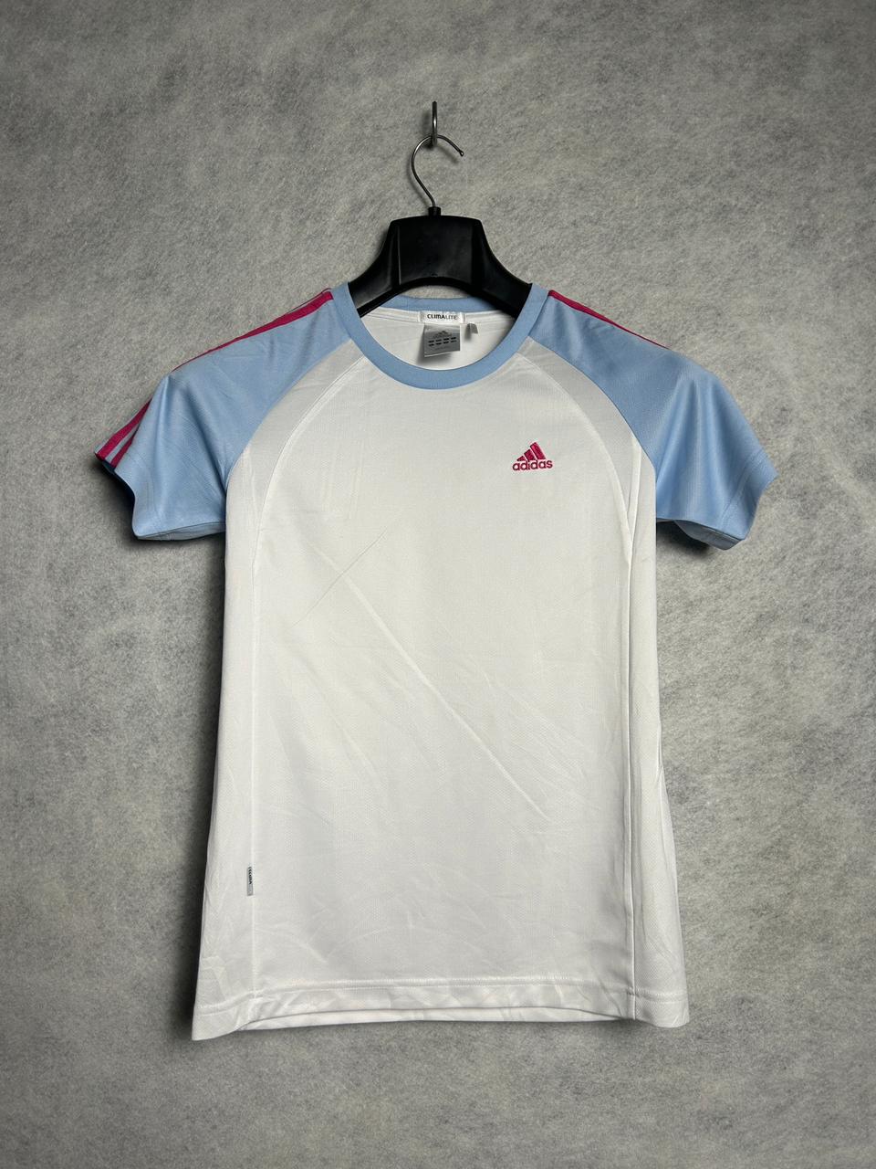 Adidas White ClimaLite UV Care Round Neck - Juniors Large