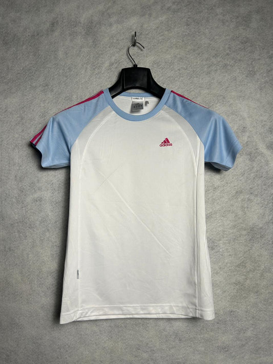 Adidas White ClimaLite UV Care Round Neck - Juniors Large