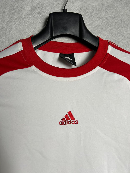 Adidas Super White Red Stripes Round Neck - Medium