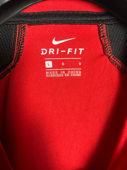 Nike Dri Fit Red Fitted Round Neck - Large