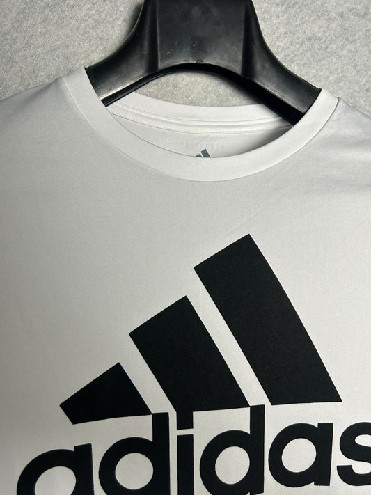Adidas White Primegreen Big Logo Dri Fit Round Neck - XL