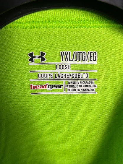 Heat Gear Under Armour Loose Neon Green Round Neck - YXL