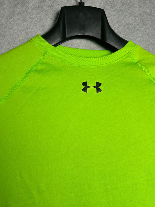Heat Gear Under Armour Loose Neon Green Round Neck - YXL