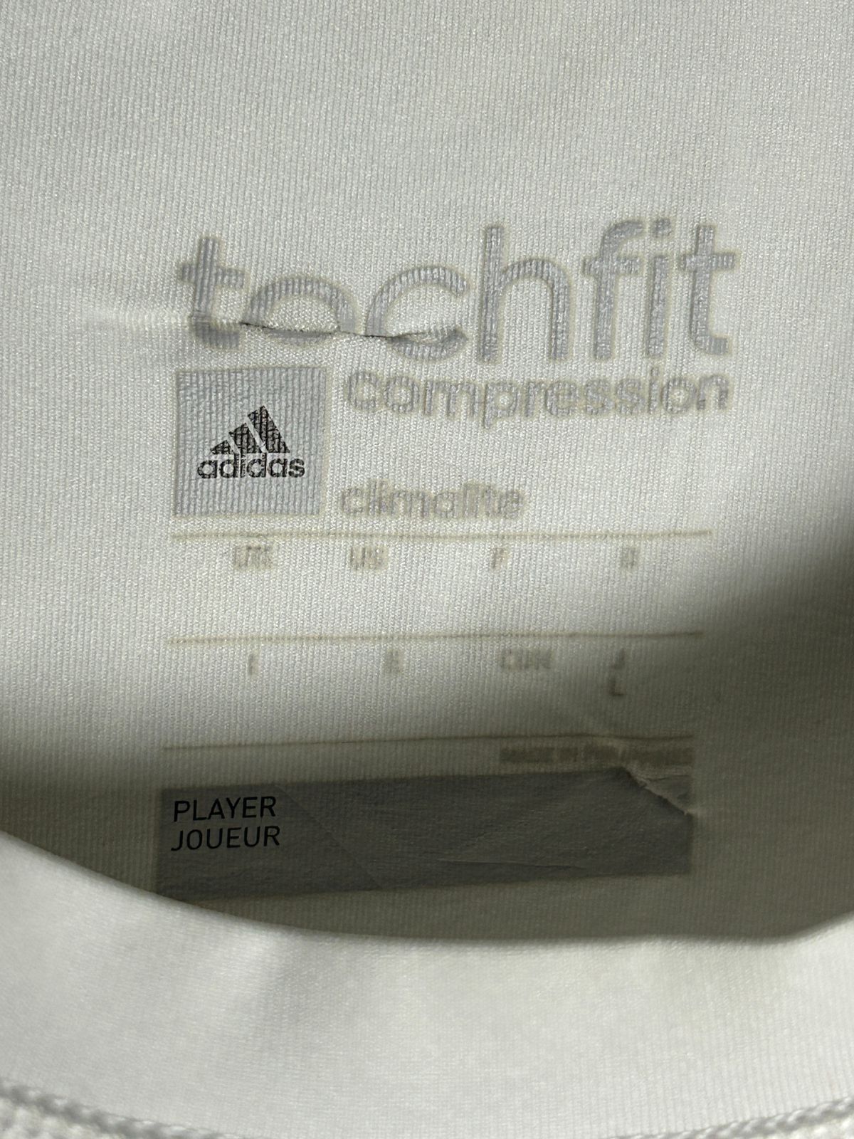 Adidas TechFit Climalite White CompressionXFitted (Player Jouer) - Large