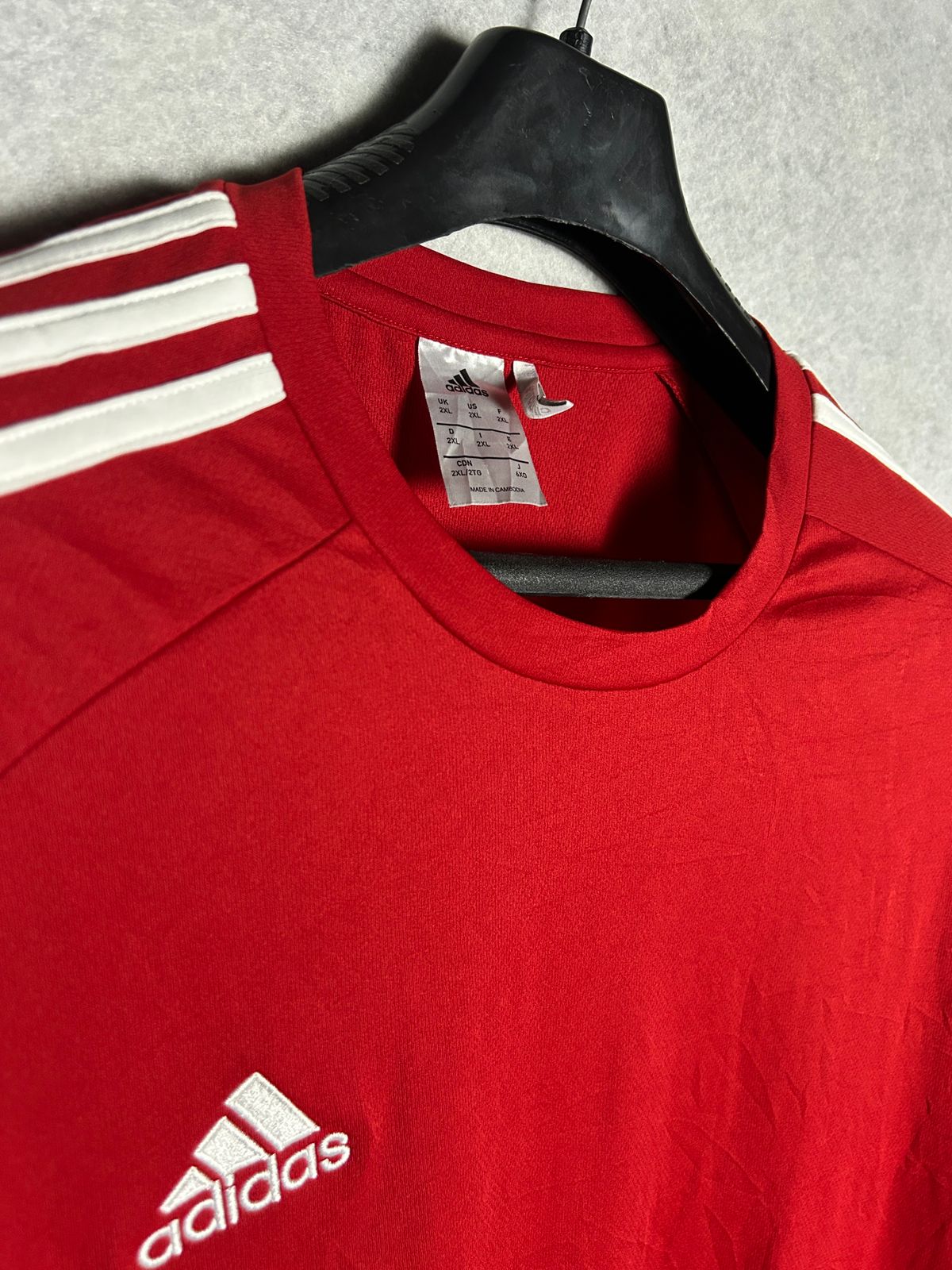 Adidas Red White Stripes Round Neck - XXL