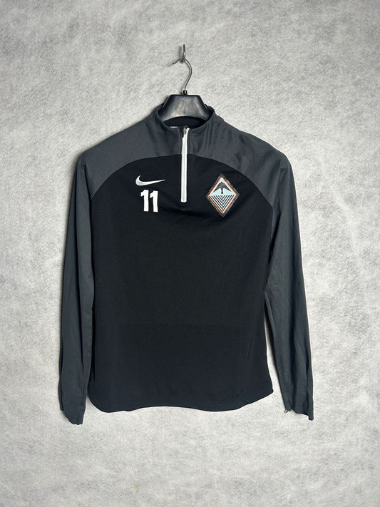 Nike Black & Gray QTR Zip Full Sleeves - Small