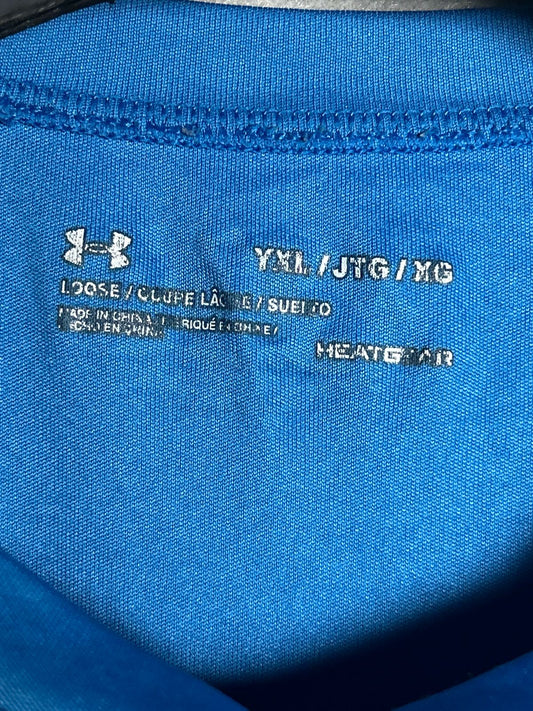 Under Armour Loose Heat Gear Blue Round Tee - YXL