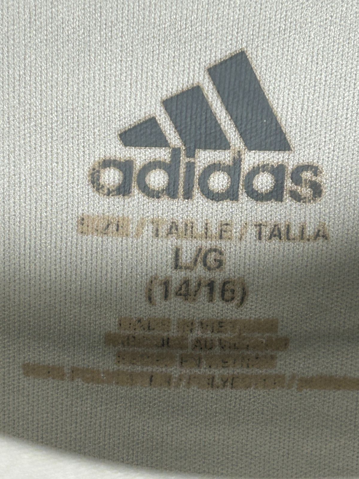 Adidas White Round Neck Fitted - Juniors Large