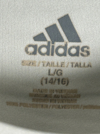 Adidas White Round Neck Fitted - Juniors Large