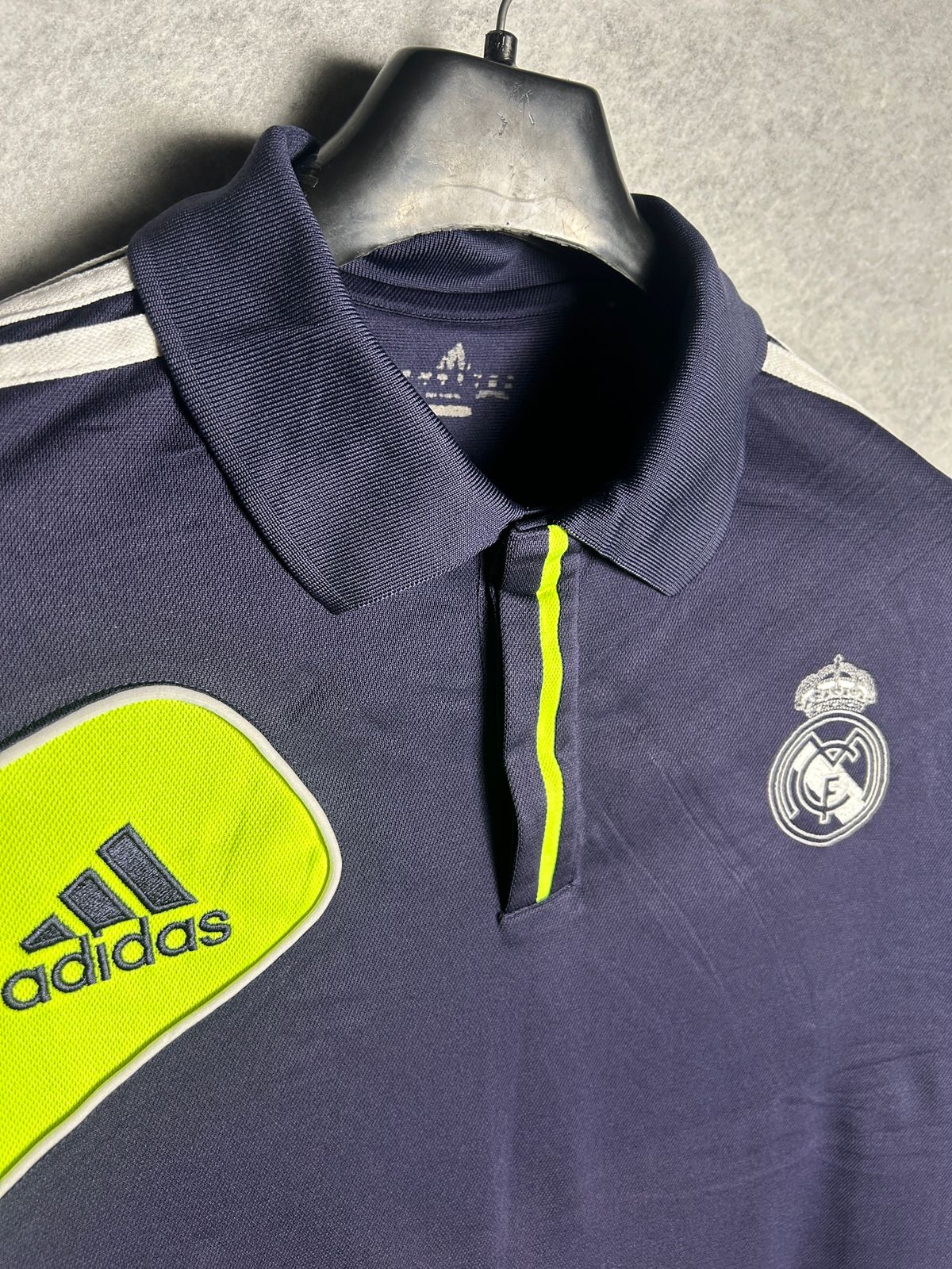 Adidas Blue Polo Shoulders Stripes  - XL