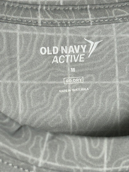 Old Navy Gray Check Go Dry Round Neck - Medium