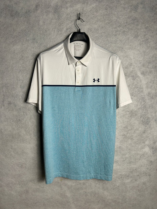 Under Armour The Play Off Polo White & Blue - XXL