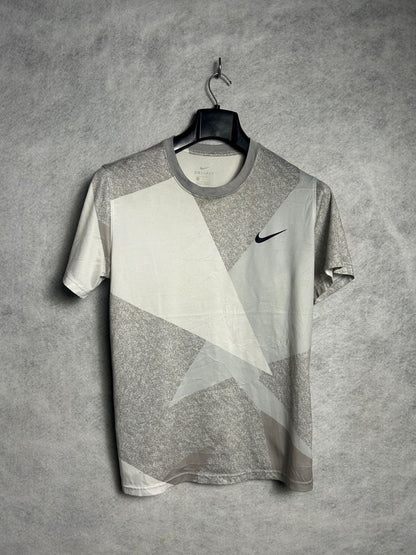 Nike White & Gray Round Tee - Medium