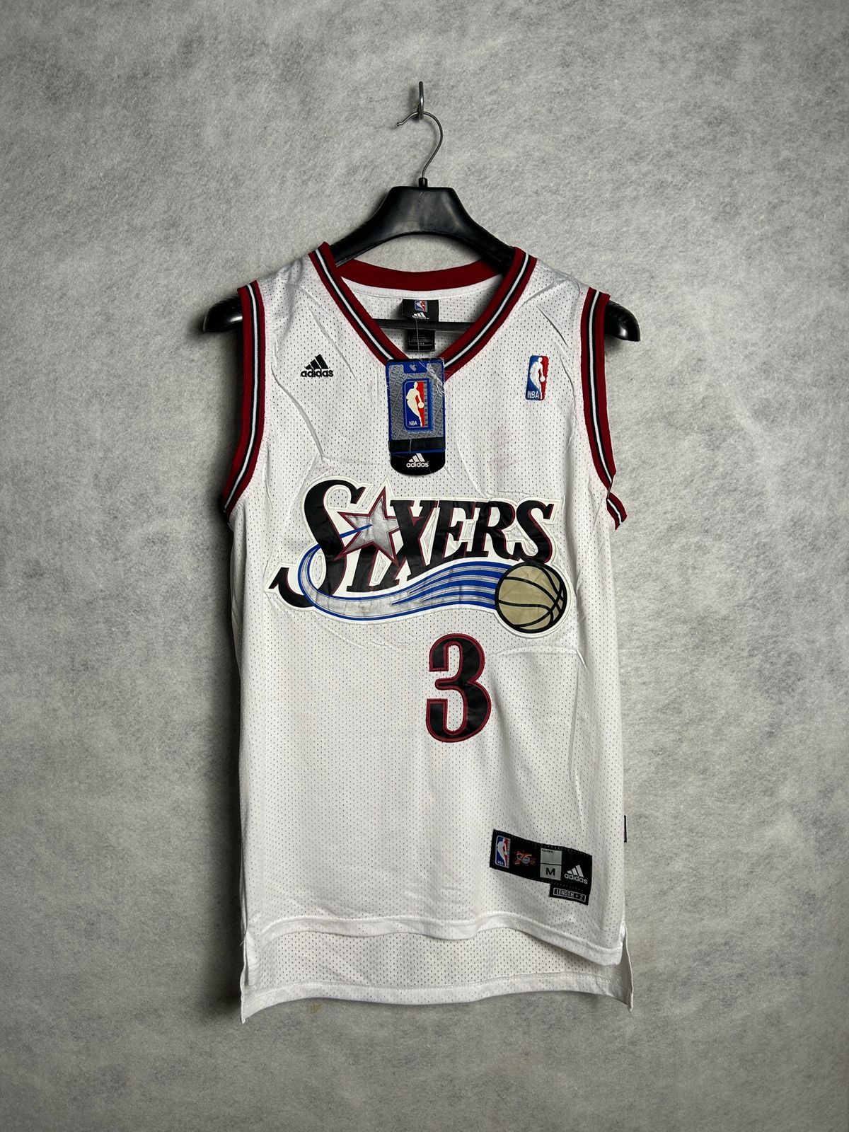 Adidas Sixers 3 Logo Sando V Tee - Medium