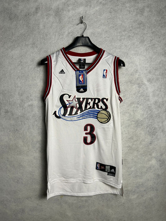 Adidas Sixers 3 Logo Sando V Tee - Medium