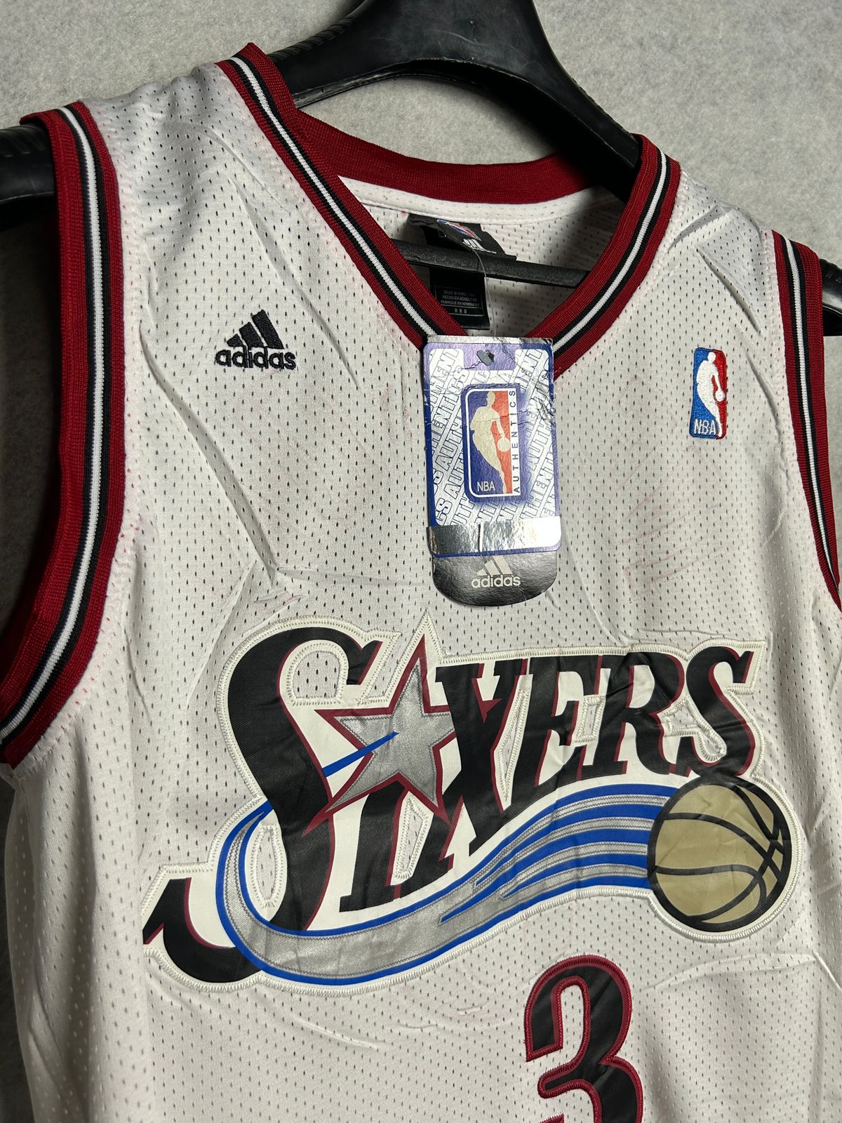 Adidas Sixers 3 Logo Sando V Tee - Medium