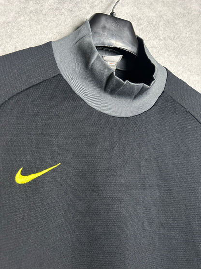 Nike Fit Dry Black Round High Neck Tee - Large