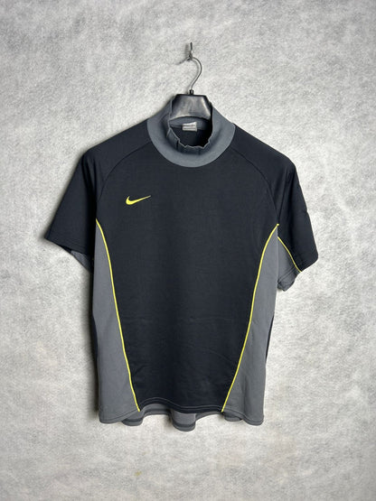 Nike Fit Dry Black Round High Neck Tee - Large