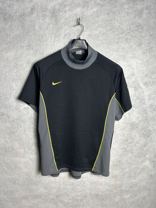 Nike Fit Dry Black Round High Neck Tee - Large