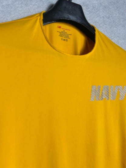 New Balance Yellow Navy Logo Tee - Medium