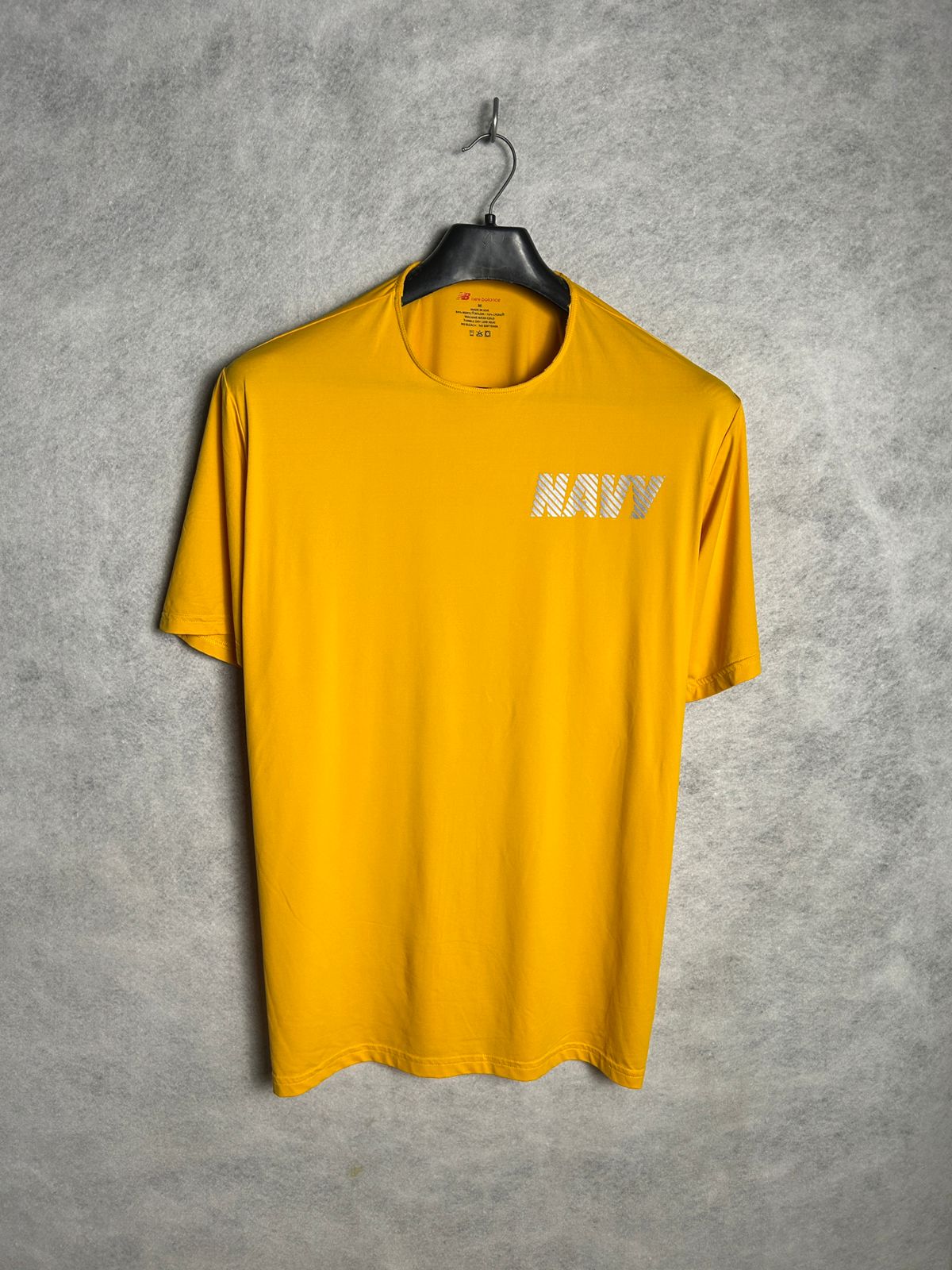 New Balance Yellow Navy Logo Tee - Medium