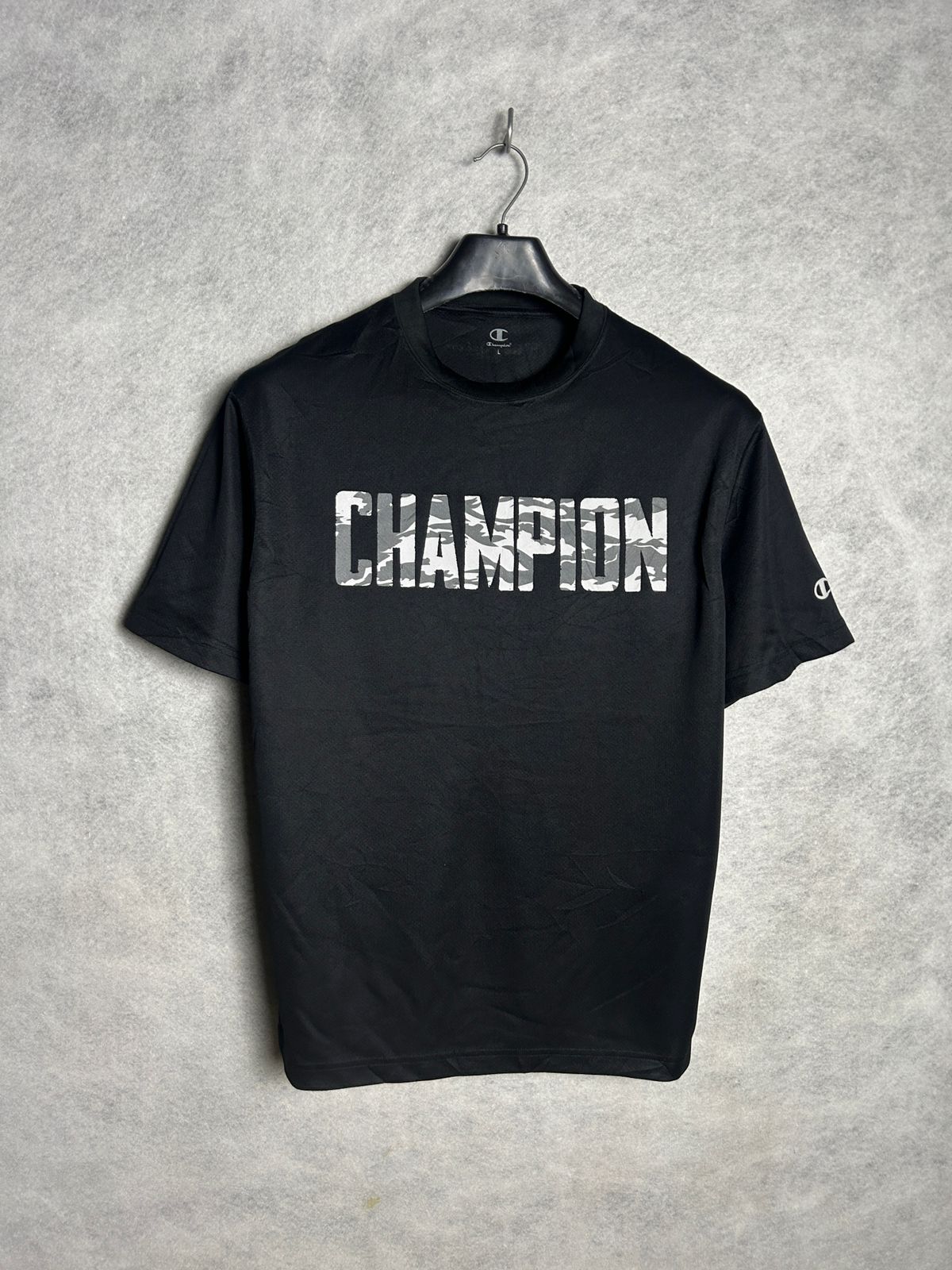 Champion Black Dry Fit Round Neck - Large