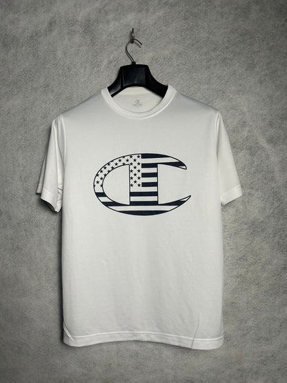 Champion White Big Logo Round Neck - XL