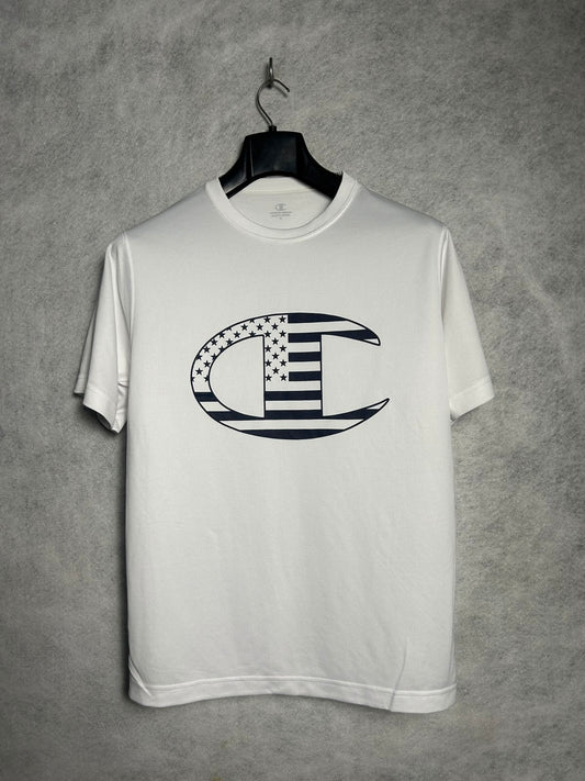 Champion White Big Logo Round Neck - XL