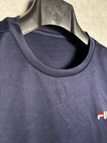 Fila Blue & Pink Round Neck Tee - Medium