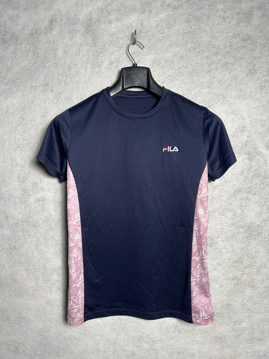 Fila Blue & Pink Round Neck Tee - Medium