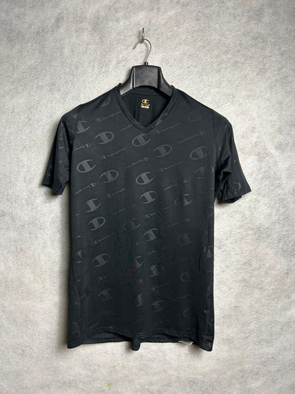 Champion Double Dry Black Round Neck - Medium