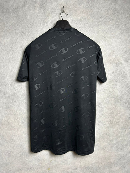 Champion Double Dry Black Round Neck - Medium