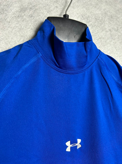 Under Armour Blue Heat Gear High Round Neck Compression - Small