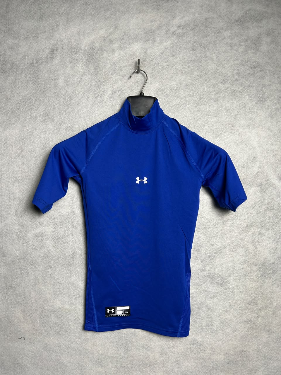 Under Armour Blue Heat Gear High Round Neck Compression - Small