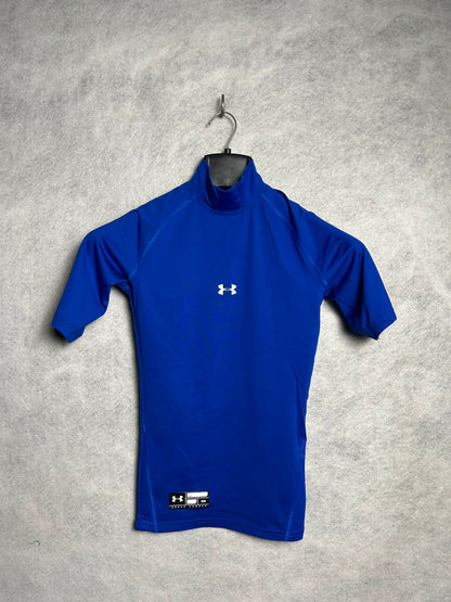 Under Armour Blue Heat Gear High Round Neck Compression - Small