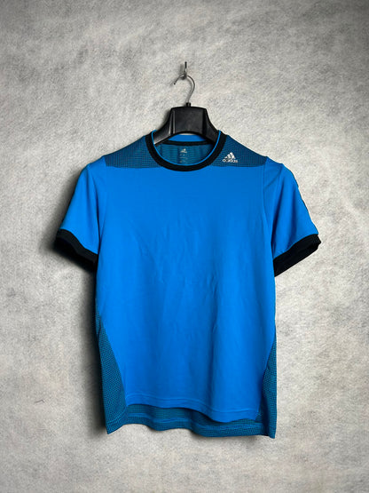 Adidas Gray ClimaLite Blue Round Neck - Small