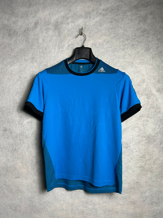 Adidas Gray ClimaLite Blue Round Neck - Small