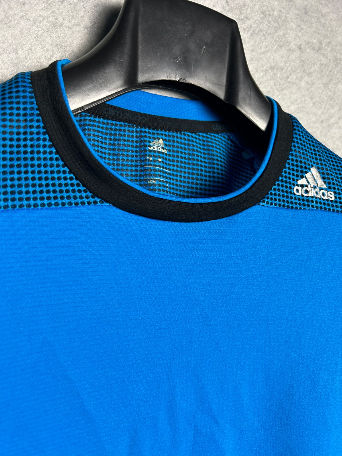 Adidas Gray ClimaLite Blue Round Neck - Small