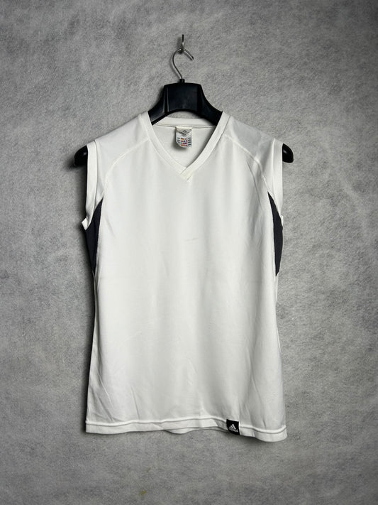 Adidas White Sando V Neck - Large