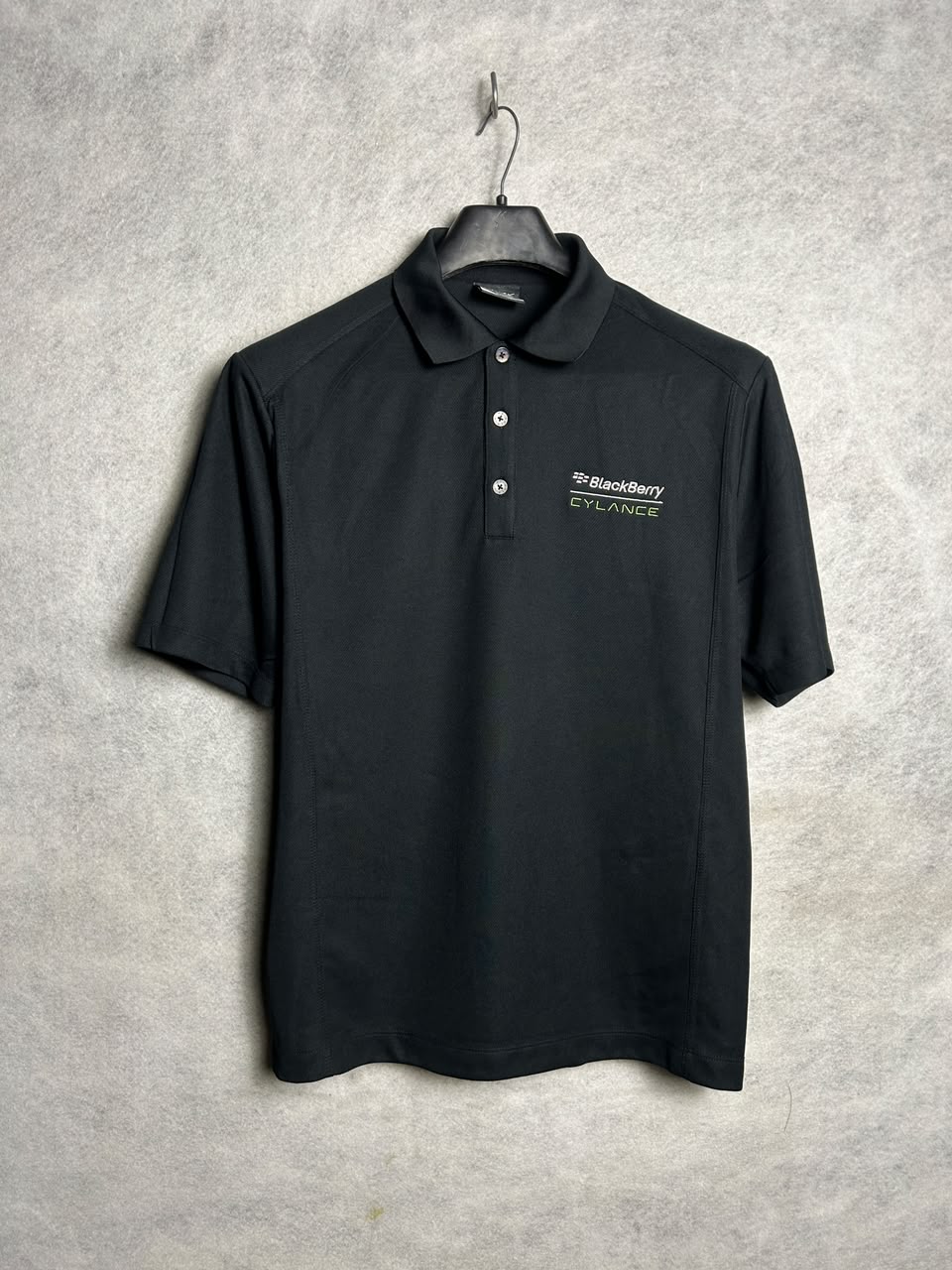 Nike Golf Blackberry Cylance Edition Dri Fit Black Polo - Small