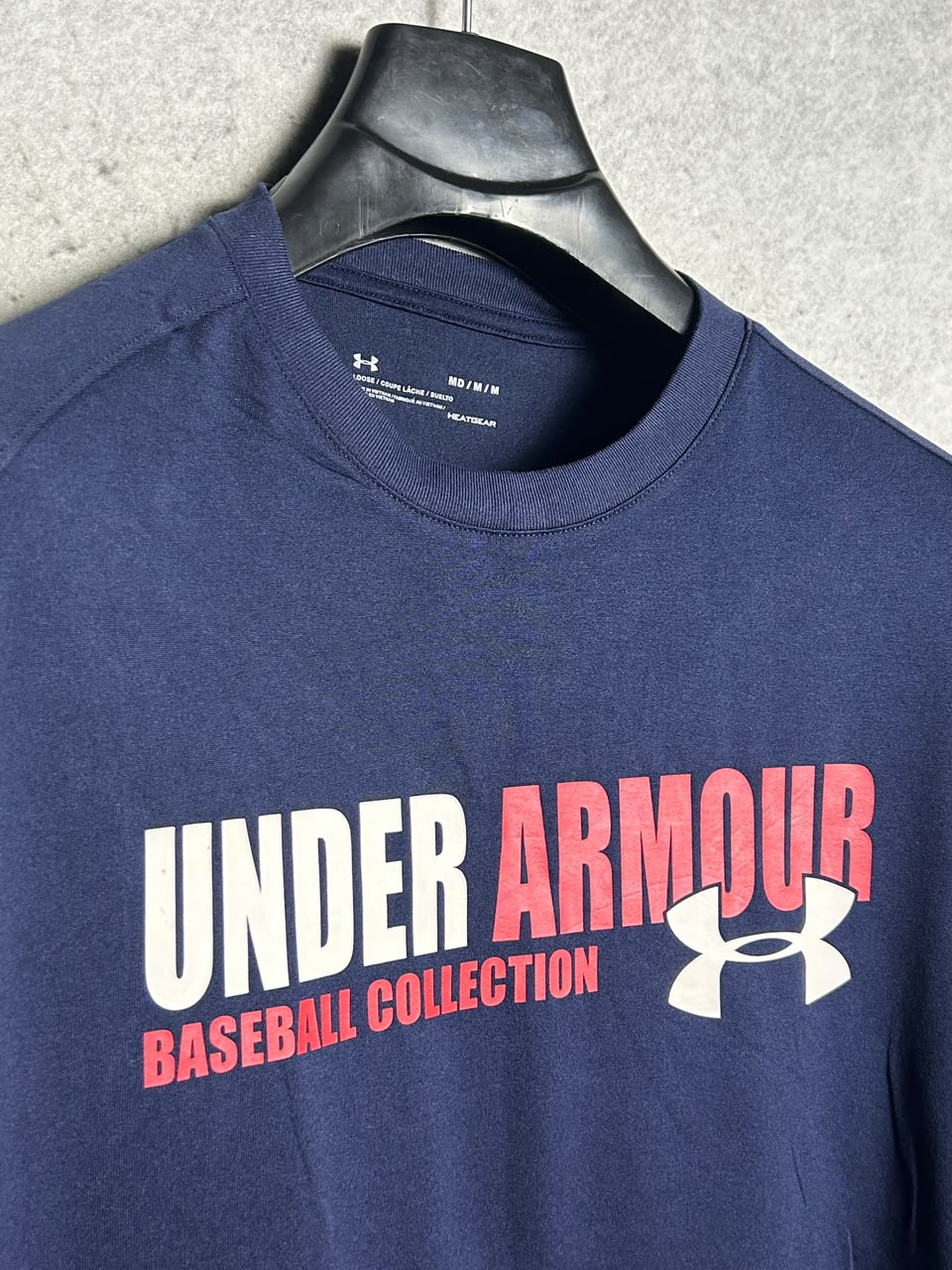 Under Armour Heat Gear Big Logo Blue Round Neck - Medium