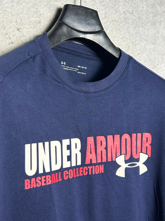 Under Armour Heat Gear Big Logo Blue Round Neck - Medium