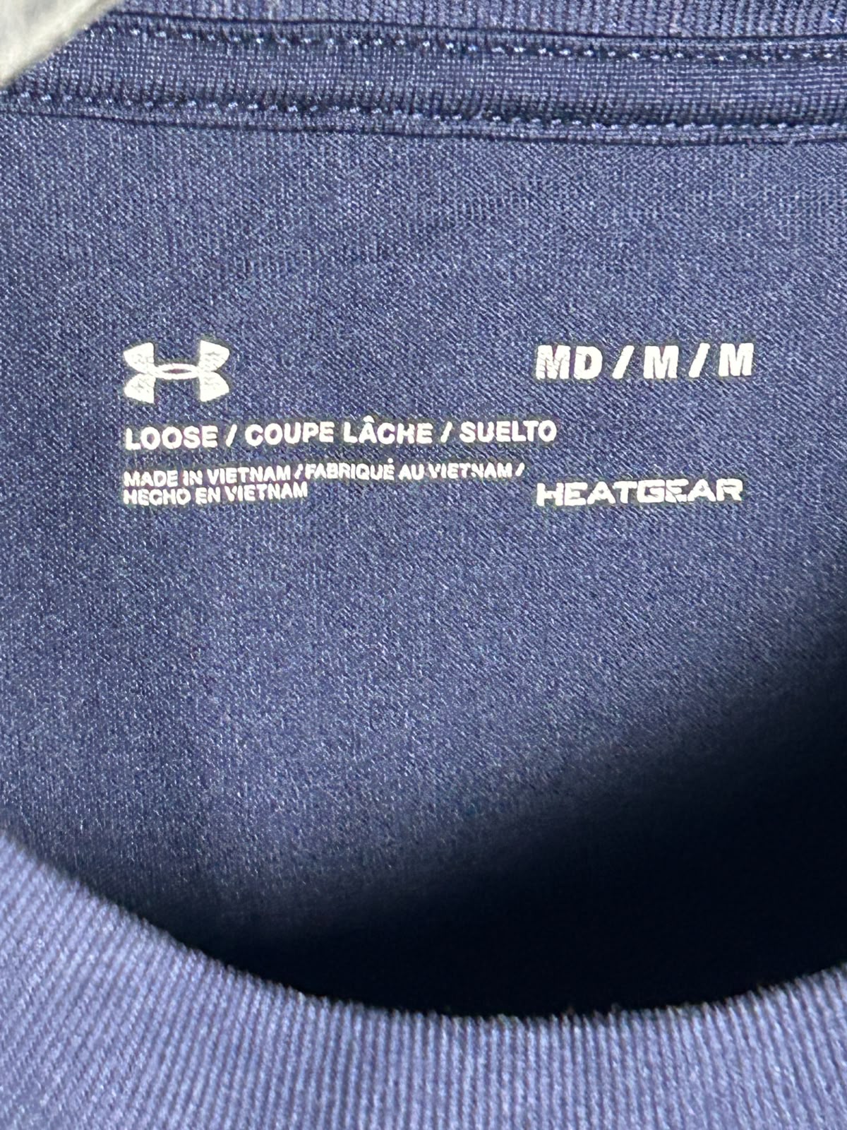 Under Armour Heat Gear Big Logo Blue Round Neck - Medium