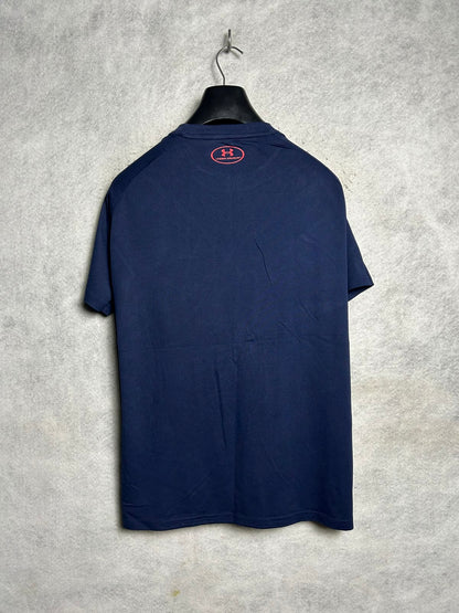 Under Armour Heat Gear Big Logo Blue Round Neck - Medium
