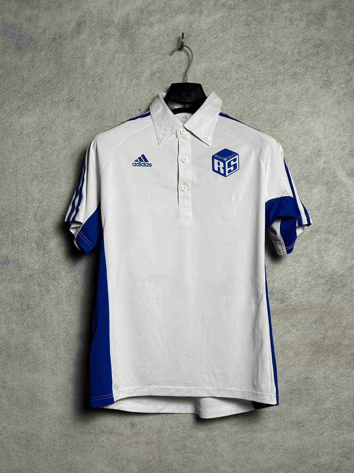 Adidas Blue And White Polo - Large