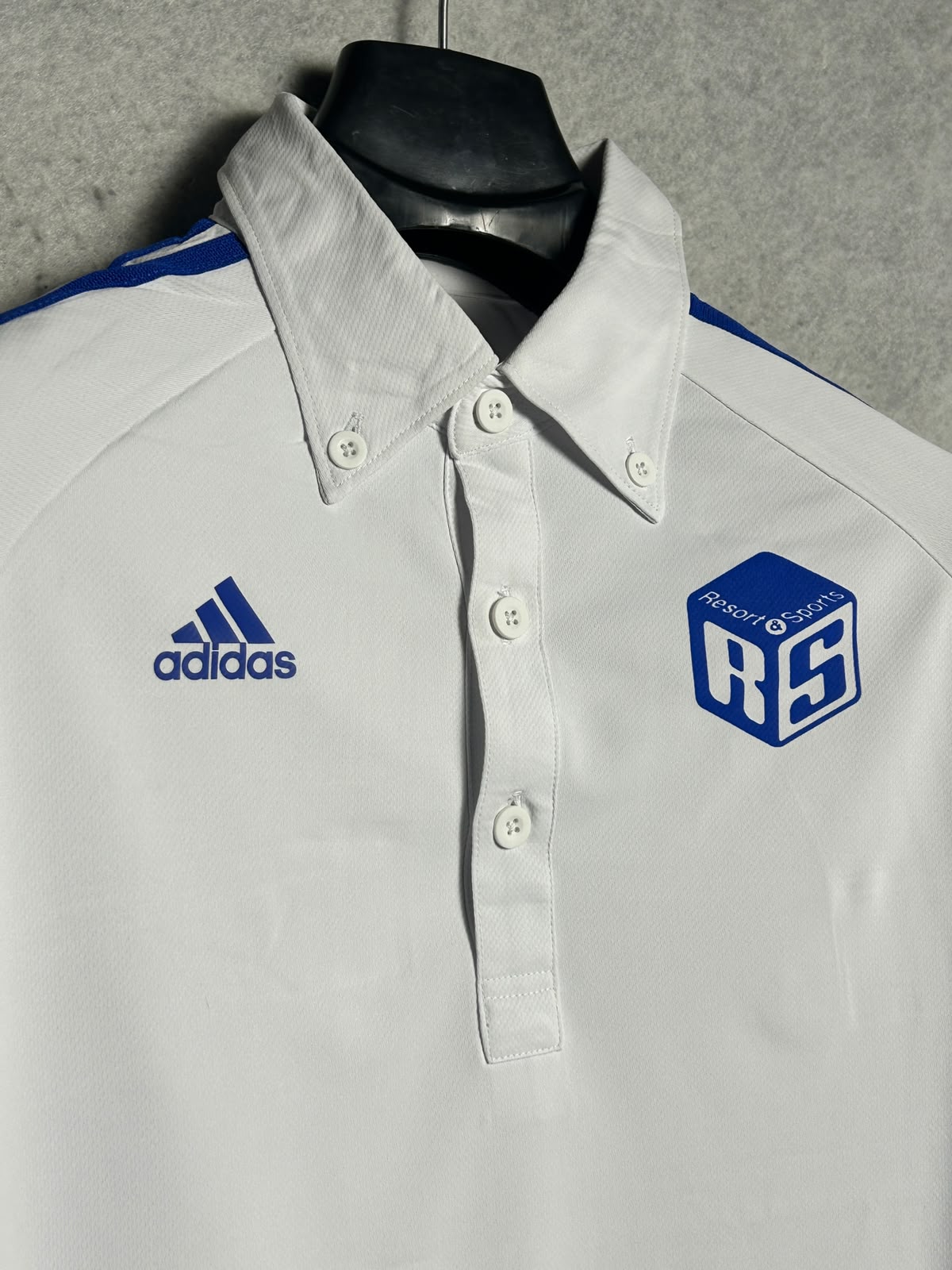 Adidas Blue And White Polo - Large