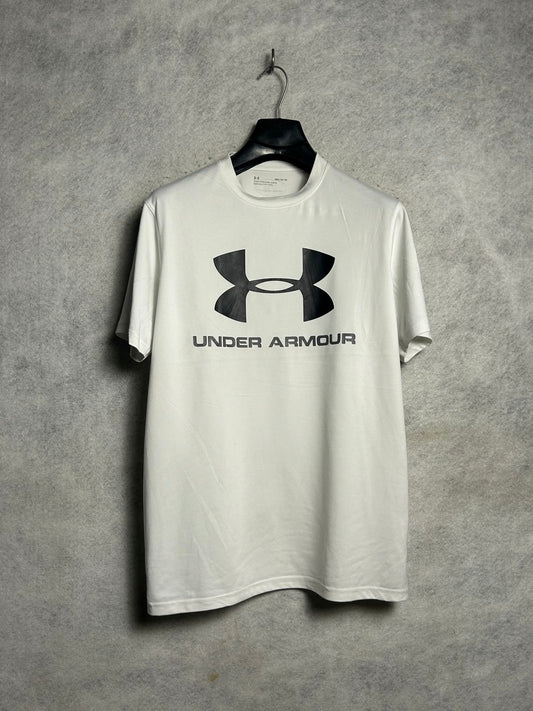 Under Armour Big Logo White Round Neck - Medium