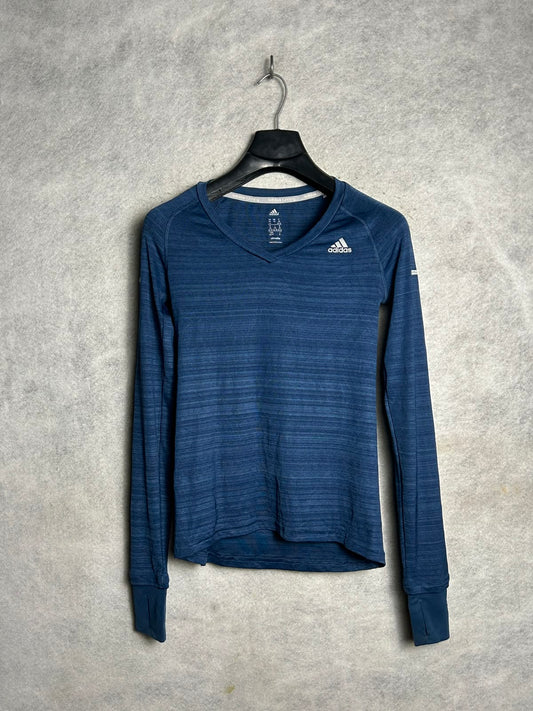 Adidas Climalite Blue V Neck Full Sleeves - Medium