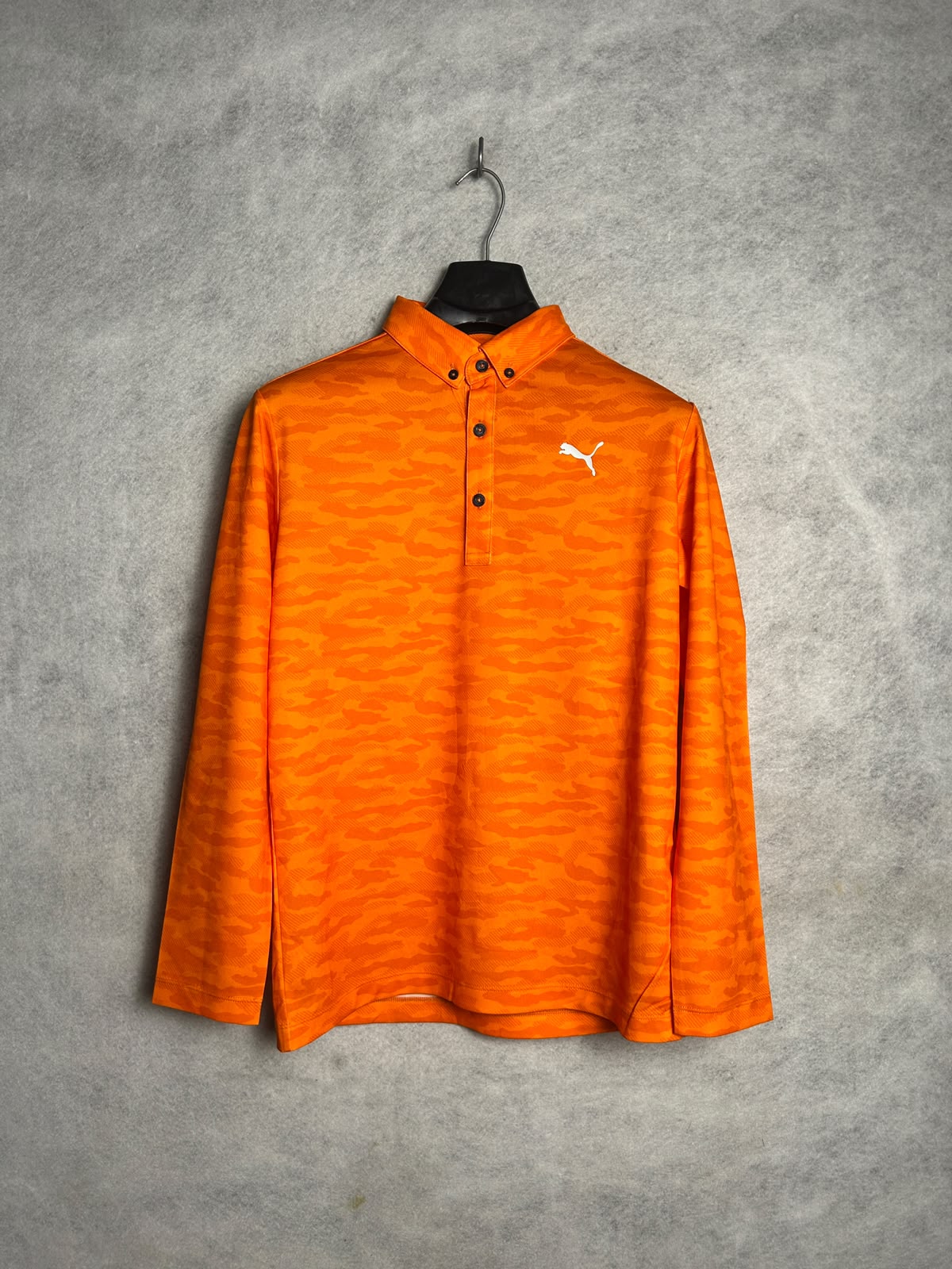 Puma Orange Polo Full Sleeves - Small